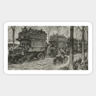 London buses returning from the trenches, WW 1, 1917 Sticker